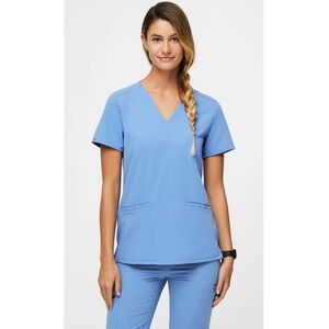 FIGS Technical Collection Ceil Blue Casma Three-Pocket Scrub Top Size XS
